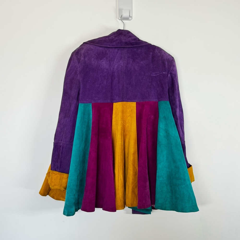 X by Ethnix Coat Vintage Suede Swing Color Block Open Front - Picture 8 of 11